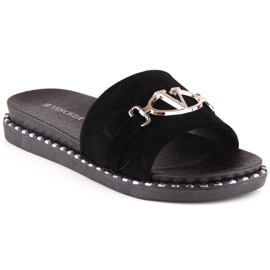 Vinceza W 30183 svarta tofflor med dekoration