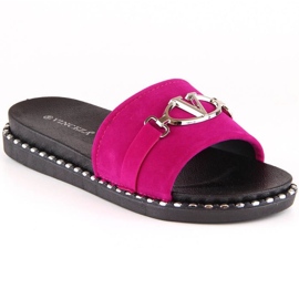 Tofflor med dekor Vinceza W 30183 fuchsia rosa