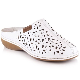 Genombrutna tofflor Rieker W 65996-80 vit