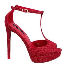 BM Mardy Red plattformspumpar med öppen tå röd