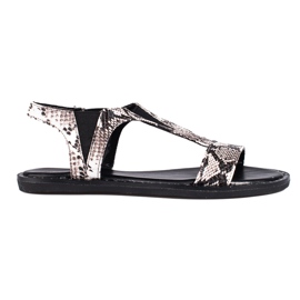 Shelovet platta sandaler med ormtryck grå