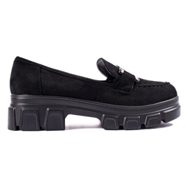 Svarta loafers i mocka på plattformen Shelovet