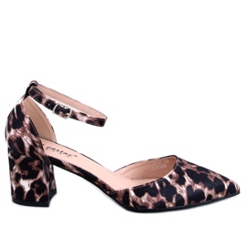 Vonetta Leopard öppna pumps med låg klack brun