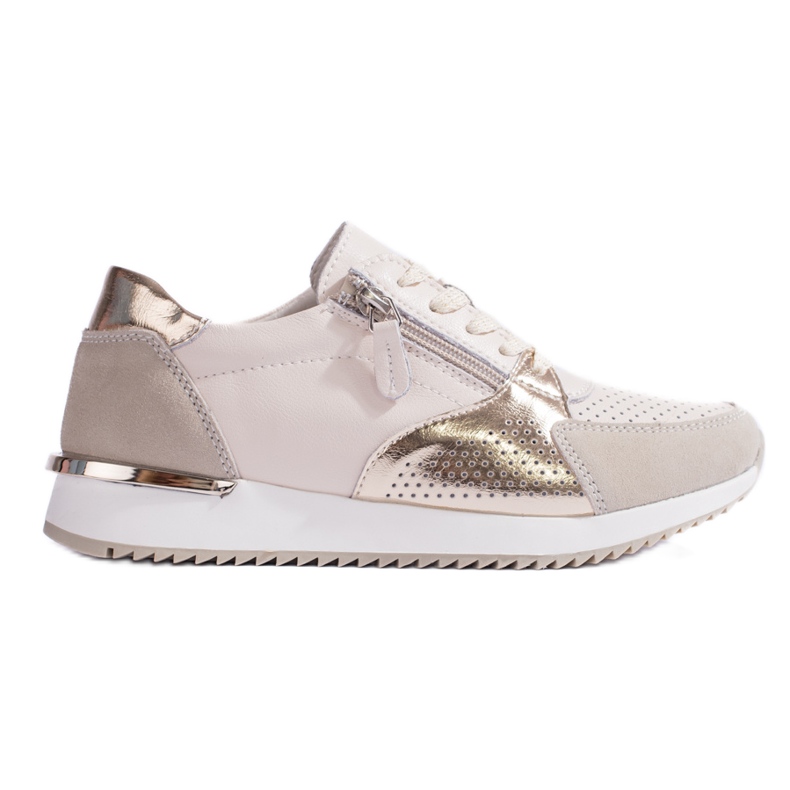 Shelvt damsportskor i läder, beige