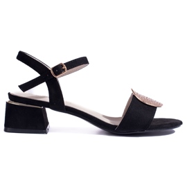 SHELOVET Damsandaler med låg klack i svart mocka