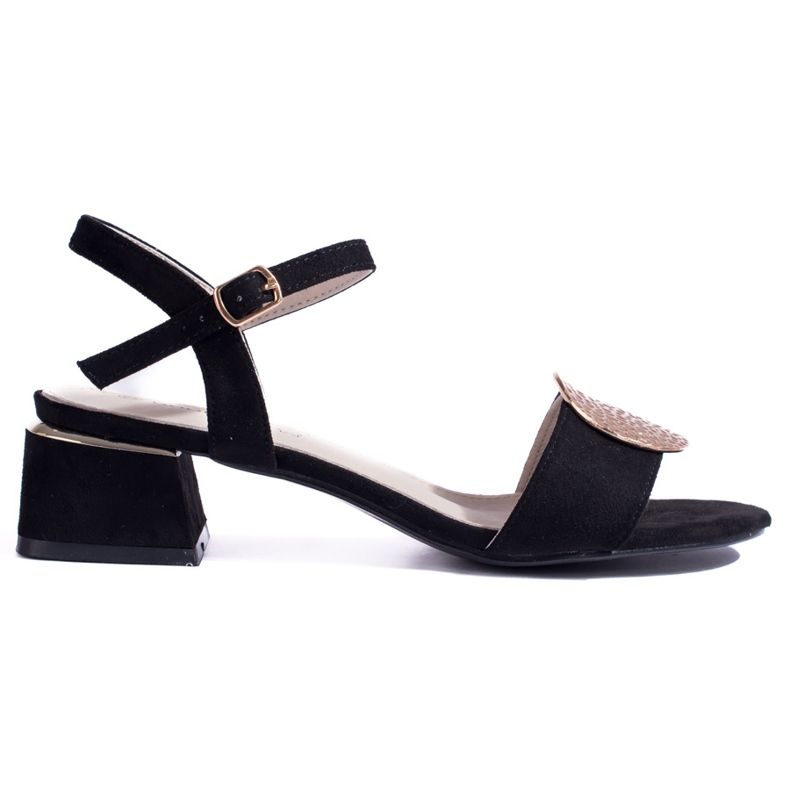 SHELOVET Damsandaler med låg klack i svart mocka