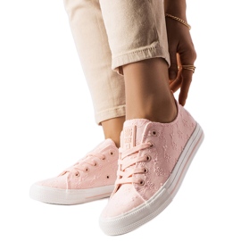 Rosa sneakers med broderi Big Star LL274224