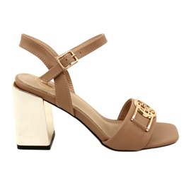 Filippo Kvinnors sandaler på en gyllene stolpe med en prydnad DS4502 beige