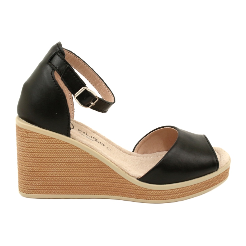 Filippo DS4507 BK Läder Wedge Sandaler Svart