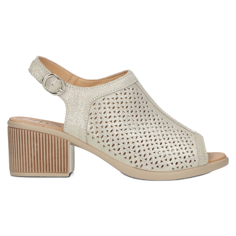 Beige/guld Filippo Openwork Lädersandaler DS4475 gyllene