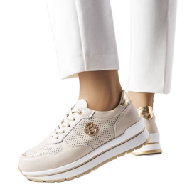 Beiga genombrutna läderskor från Talbot beige