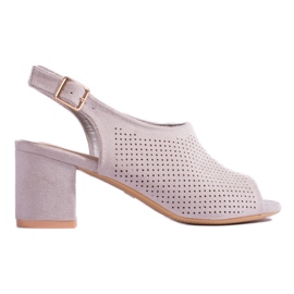 W. Potocki Shelovet grå genombrutna sandaler med hög klack