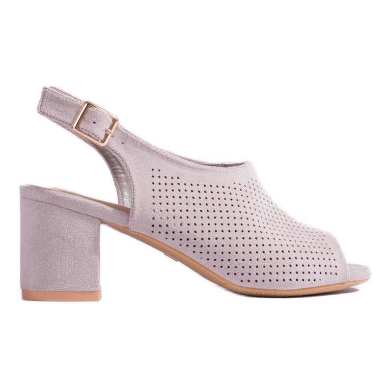 W. Potocki Shelovet grå genombrutna sandaler med hög klack