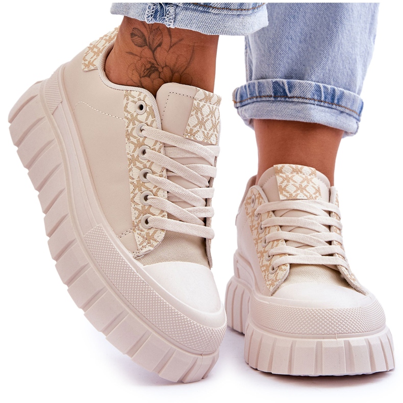 PG1 Läder Sneakers för kvinnor Beige Alison