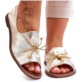 Kvinnor läder ballerinas zazoo 2660/007 guld gyllene