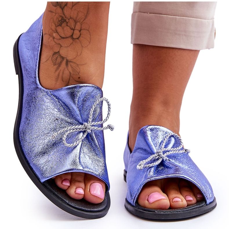 Läderballerinor för kvinnor Nicole 2660/066 Blå