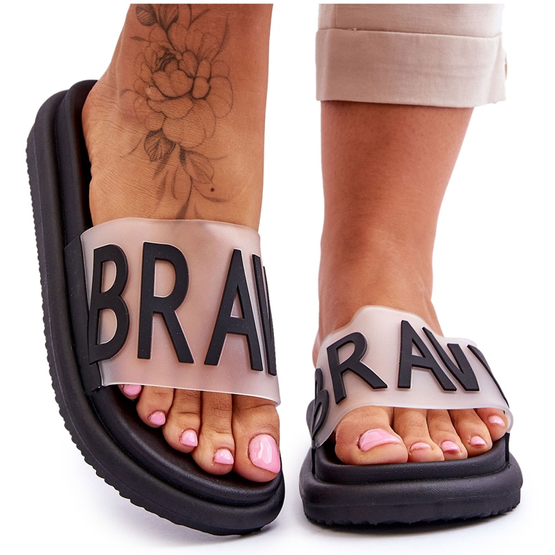 Vinceza Platformtofflor för kvinnor Svart Brave