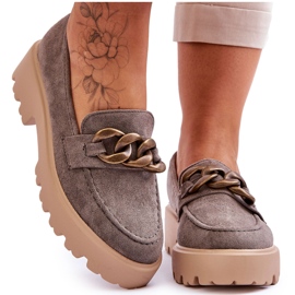 Loafers i mocka dam S.Barski HX52-222 Grå