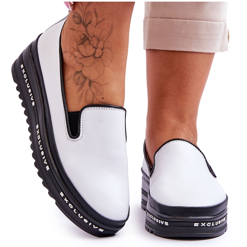 S.Barski Slip-On Läder Platform Sneakers Vit Madeline