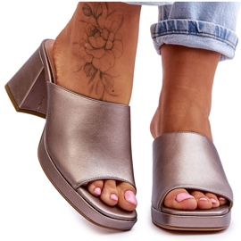 Fashionabla Sergio Leone tofflor med hög klack KL322 mörksilver