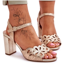 Genombrutna sandaler Sergio Leone SK872 Beige-Guld gyllene