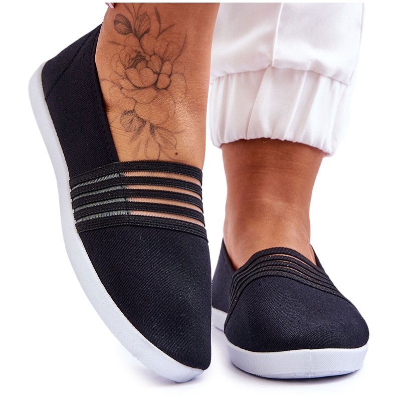 S.Barski Slip-On Textile Sneakers för kvinnor Svart Lilis