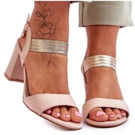 S.Barski Damsandaler på högklackat mocka Beige Enjoy