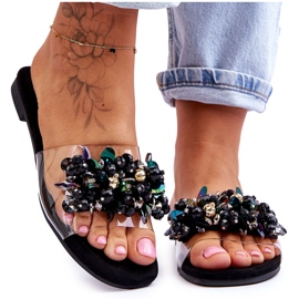 Damtofflor med dekorativa stenar S.Barski KV-576-3 Svart