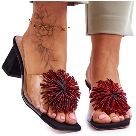 Fashionabla genomskinliga högklackade tofflor S.Barski KV-AP658-1 Svart