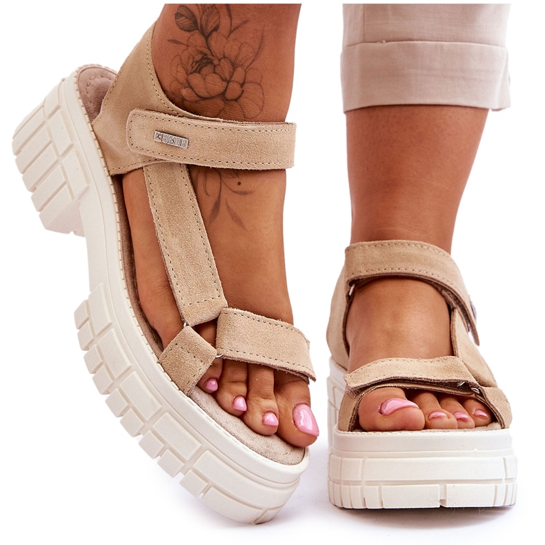 Big Star Mockasandaler för kvinnor LL276036 Beige