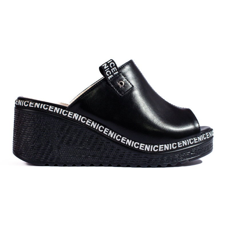 Svarta Shelovet wedge tofflor för kvinnor