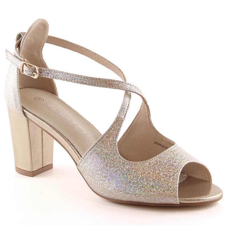 Kvinnors eleganta guldbrokadsandaler på stolpen Filippo Ds 4632 gyllene