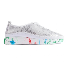 Damskor i silver i läder med en färgad Shelovet-plattform silver-