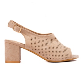 W. Potocki Beige genombrutna sandaler med hög klack från Potocki