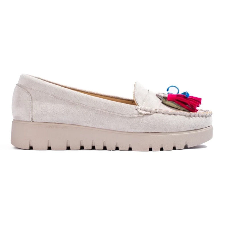 W. Potocki Potocki grå mocka boho loafers med tofsar