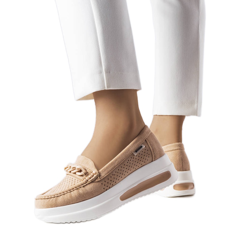 BM Beige loafers med kedja