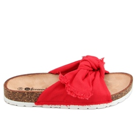 Hawn Red Cotton Cork Slides röd