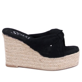 BM Nikni Black espadrille kilaslider svart
