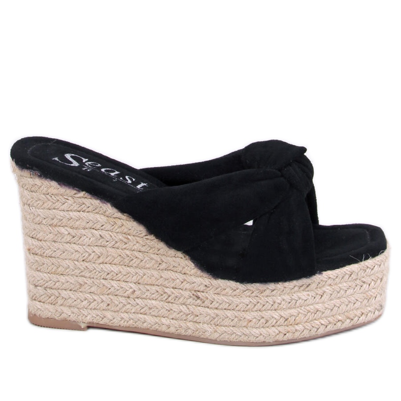 BM Nikni Black espadrille kilaslider svart