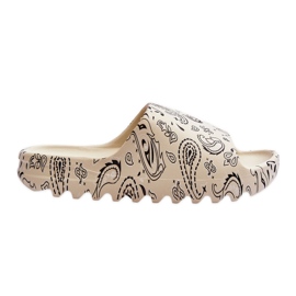 PS1 Fashionabla kvinnors tofflor på en massiv plattform beige lorette