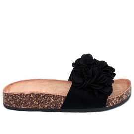 BM Korktofflor med blommor från Brice Black svart