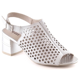 Genombrutna sandaler med silverklack för kvinnor Jezzi MR1954A-14 silver-