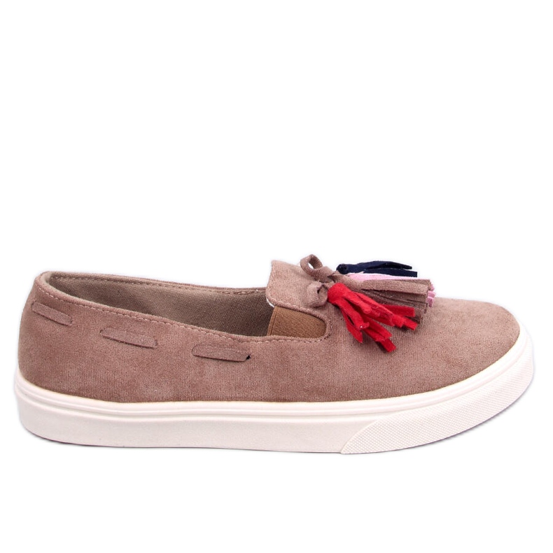 Salma Khaki fransade vårsneakers beige