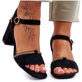 Damsandaler med låg klack i mocka Svart Loredo