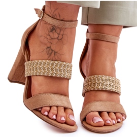 Mocka Sandaler Med Flätad Klack Camel Roselia brun