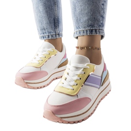 Rosa sneakers med glitterinlägg från Lang