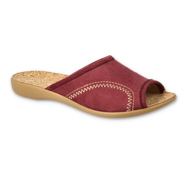 Befado damtofflor med innersula i kork 254D143, vinröd