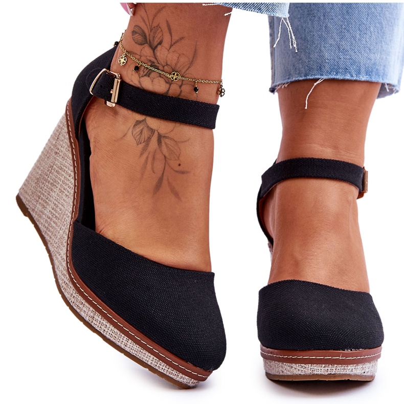 PS1 Klassiska kilsandaler för damer Svart Malani