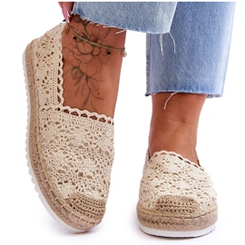 Spets Slip On Espadrilles Beige Blanco
