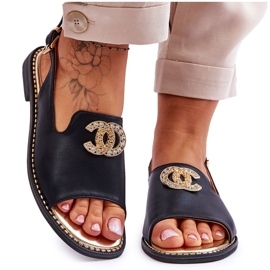 Damsandaler med dekoration S.Barski KV-2775-49 Svart